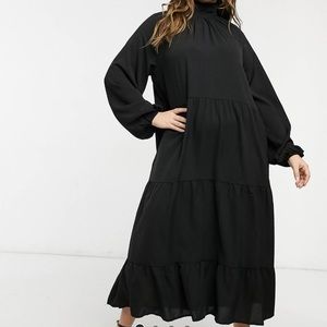 Lola May Plus Size Black Maxi Dress w/ Bow Keyhole